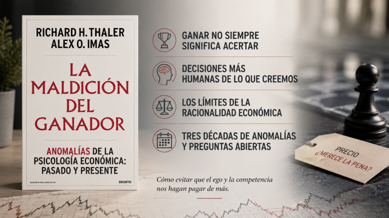 Portada de La maldición del ganador de Richard H. Thaler y Alex O. Imas sobre psicología económica y comportamiento humano.