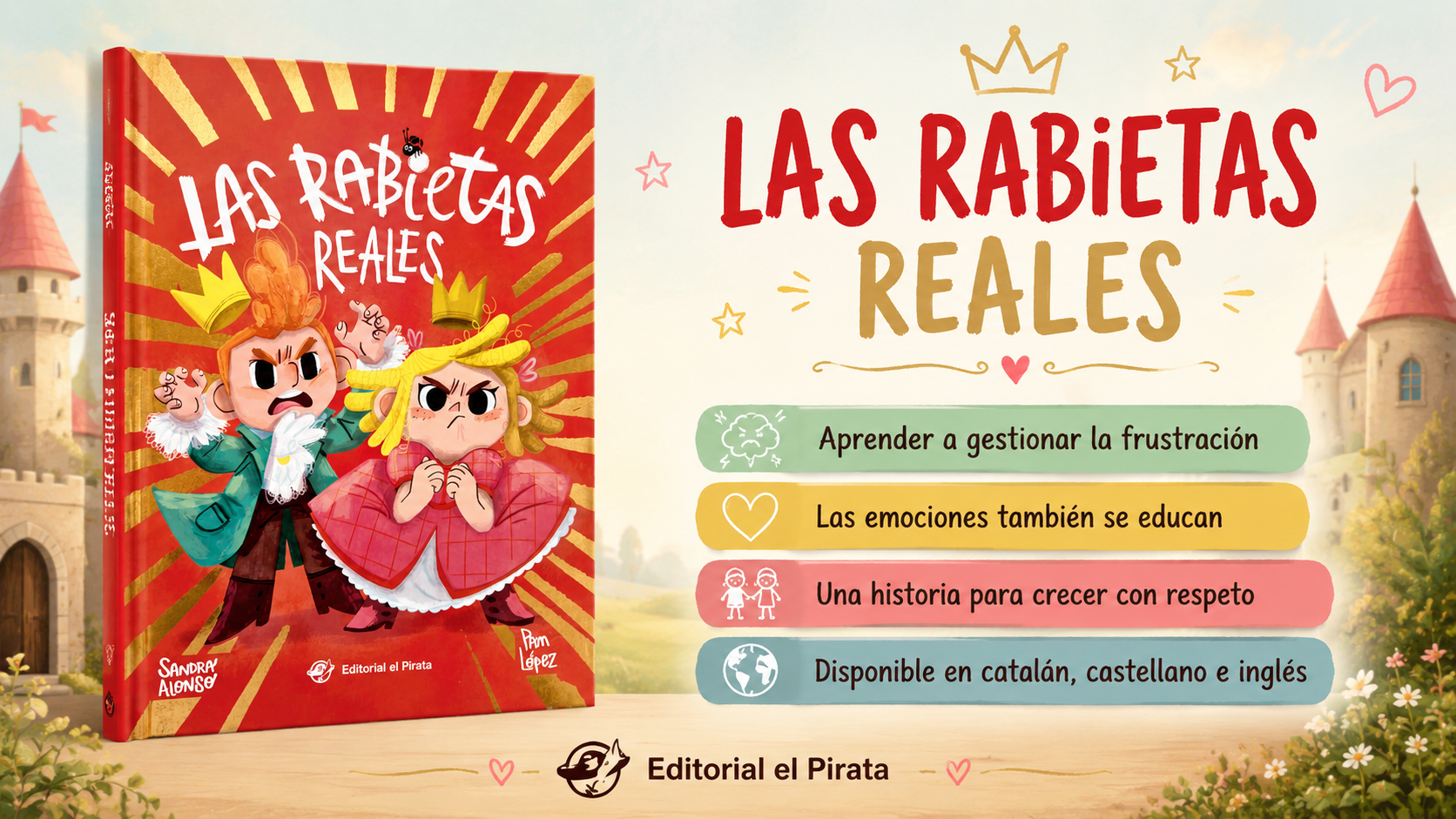 Portada de Las rabietas reales de Sandra Alonso y Pam López, álbum ilustrado infantil publicado por Editorial El Pirata sobre la gestión de la frustración y las emociones.