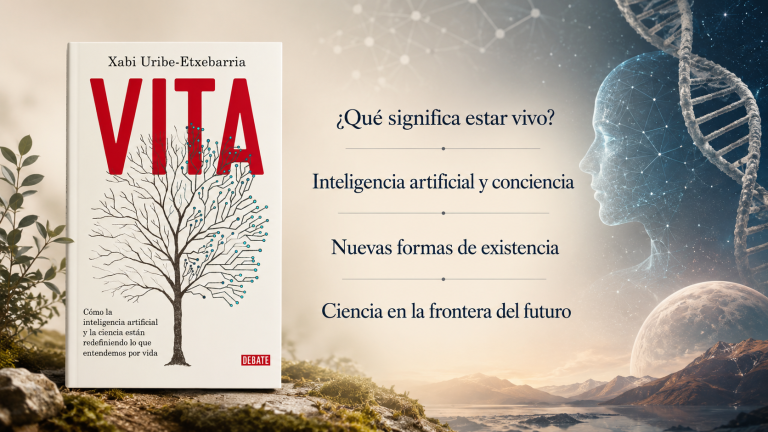 Portada de Vita, ensayo de Xabi Uribe-Etxebarria sobre inteligencia artificial, ciencia y nuevas formas de entender la vida.
