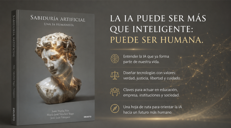 Imagen destacada de Sabiduría artificial, de Juan María Nin Génova, María José Sánchez Yago y José Luis Vázquez, publicado por Deusto.