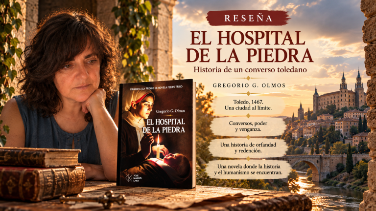 Portada de la reseña de El hospital de la piedra, de Gregorio G. Olmos, ambientada en el Toledo medieval.