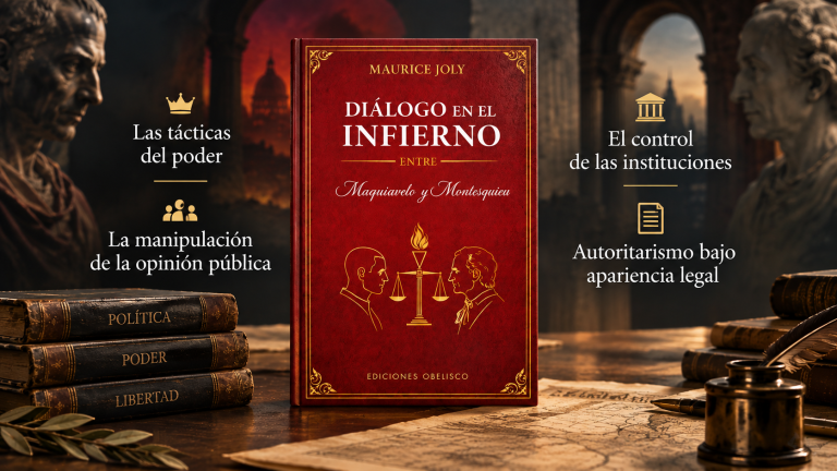 Portada de Diálogo en el infierno entre Maquiavelo y Montesquieu, de Maurice Joly, publicado por Ediciones Obelisco